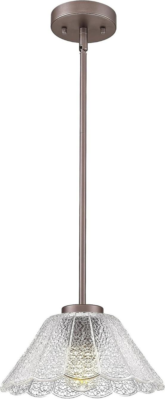 HWH 1-Light Pendant Light Clear Floral Glass Oil Rubbed Bronze Kitchen New